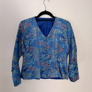 Bespoke Stunning Blue Silk Tailored Top